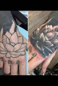 tatuaggio del loto piccola immagine mano della ragazza sul retro dell'immagine del tatuaggio del loto sfumato