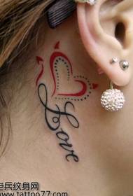 grožio ausų meilės teksto tatuiruotės modelis