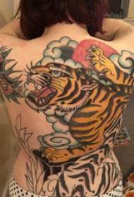 cvijeće i tigrovi uzorak tetovaža na poleđini cvijeća i slike tigrovih tetovaža