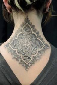 κορίτσια λαιμό μαύρο γκρι σκίτσο σημείο αγκάθι συμβουλές δημιουργικό όμορφο μοτίβο λεπτή τατουάζ εικόνες