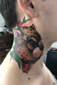 Leopard hode tatovering gutt nakke malt leopard hode tatovering bilde