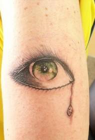 bracciu pienghjendu mudellu di tatuaggi di ochju verde