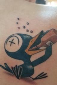 umdwebi wekhathuni kathathu ngemuva kwezithombe ezinemibala ye-cartoon Raven tattoo