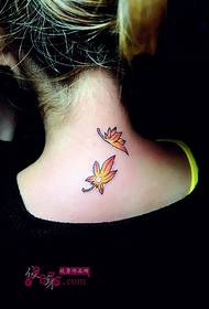 spatele gâtului frunze de arțar personalitate imagine tatuaj