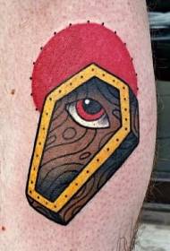 simple color coffin with eye sun tattoo pattern