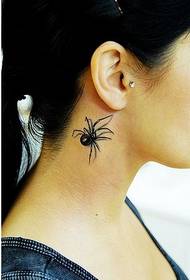 убав убавина дел од вратот, пајак шема на тетоважа слика
