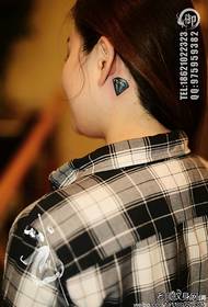 Colored diamond tattoo pattern for girls' small ears