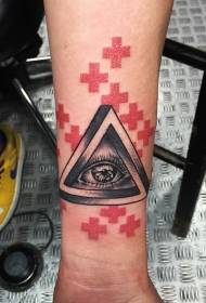 cov xim zoo kawg Daim duab peb sab cim nrog tib neeg lub qhov muag tattoo qauv