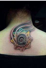 selkäkaula kaunis kaunis lootuksen tatuointikuvion kuva