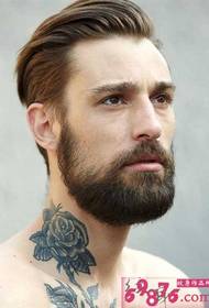 type male neck glamorous rose tattoo picture