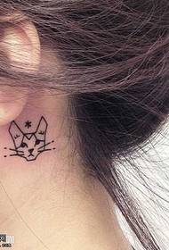 脖子上的貓紋身圖案