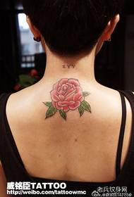 女の子の首だけ美しいバラのタトゥーパターン