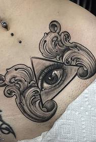 მუცლის სამი თვალის tattoo ნიმუში