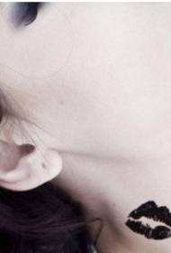 sexy beauty neck super sexy lip print tattoo pattern picture