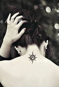 clear and small neck sun totem tattoo