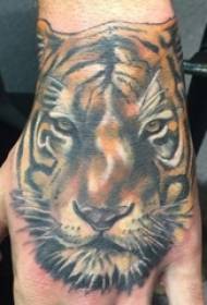 boys painted on the back of the abstract line small animal tiger tattoo picture