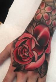 European Fan's rose blomster skole tatovering takknemlighet