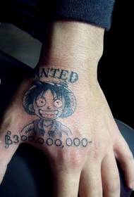 mano indietro modello tatuaggio One Piece Lu Fei