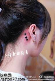 шема на тетоважа на девојчиња - уво шема со пет впечатоци од тетоважа на Starвезда