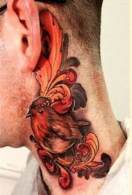 персонализована модна слика узорака тетоваже врата птица