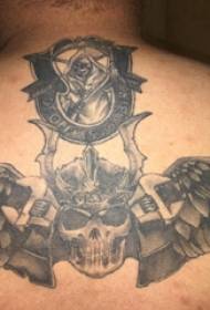 skullTattoo boy back on the back and wing tattoo picture