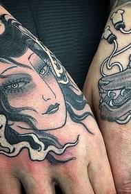 手背艺妓纹身图案