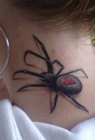 aranea tatuaje aranĝo sur la kolo