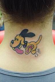 immagine del modello del tatuaggio del cane del fumetto del collo della ragazza