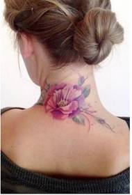 vacker hals vacker vacker blomma tatuering mönster bild