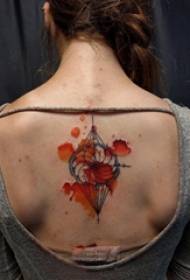 chicas en la parte posterior pintadas con salpicaduras de líneas geométricas simples imágenes creativas de tatuajes