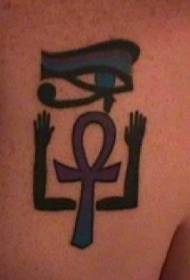 Egyptisch kruis en Horus oog tattoo patroon