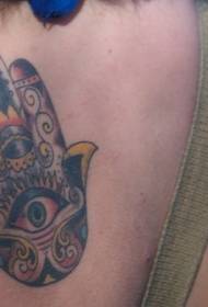 Fatima hand-totem-kleur tattoo-patroon  90989 @ Europese skoolstyl huil oë en sambreel tatoeëring patroon