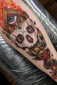 calf skull torch with mysterious eye tattoo pattern
