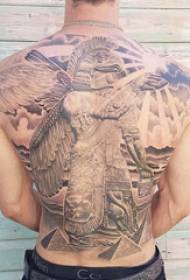 задна тетоважа Машко момче на задниот дел од црната мајанска традиционална слика за тетоважа