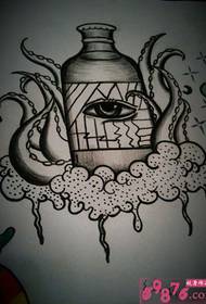 blekksprut flaske øye kreativ skisse tatovering manuskriptbilde