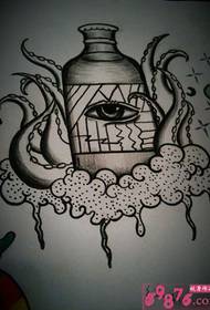 Gambar skrip gambar tato gurita kanthi gambar tato