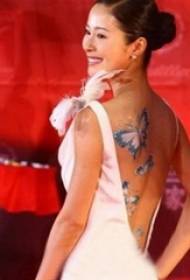 Κινέζικα τατουάζ αστέρι αστέρι πίσω Όμορφη εικόνα τατουάζ πεταλούδα