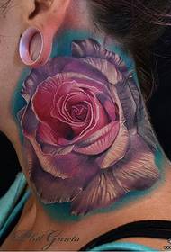 Европейская девушка шеи реалистичные розы татуировки татуировки