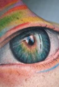 occhio realistico con motivo tatuaggio arcobaleno