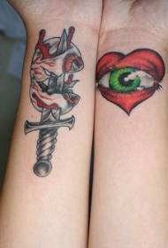 wrist dagger ລູກປືນເຈາະ eyeball ແລະຮູບແບບຕາຫົວໃຈສີແດງ