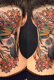 Sakura Geisha Tattoo Patroon fan hals