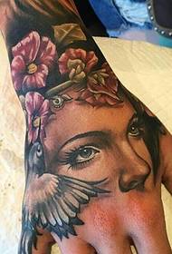 pola wanita tangan Portrait apik banget karo pola tato