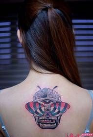 heavy taste skull butterfly back neck tattoo picture