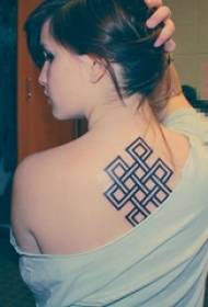 lányok vissza fekete minimalista vonal kreatív geometriai tetoválás képet