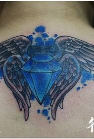 girl neck blue ທູດສະຫວັນປີກຮູບ tattoo