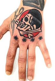 mano indietro forbici teschio tatuaggio modello