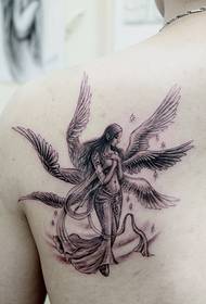 назад класичний класичний шестикрилий ангел татуювання візерунок