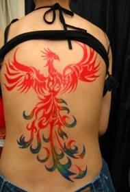 back beautiful phoenix tattoo pattern