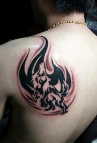tip muški leđa cool totem vuk plamen tetovaža uzorak