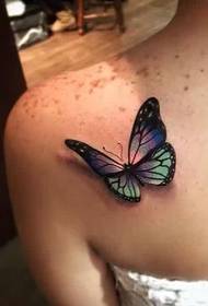 color cool back 3d butterfly tattoo pattern